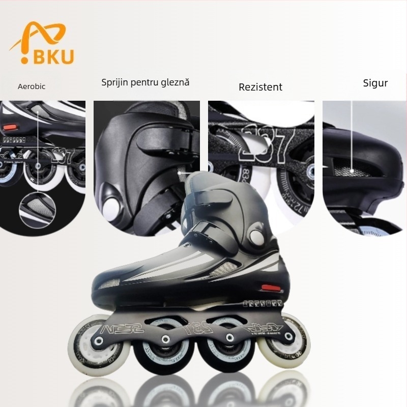 Patine inline cu patru roți pentru adulți, unisex, roți PU, partea superioară și talpa PP