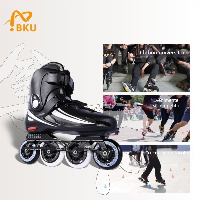 Patine inline cu patru roți pentru adulți, unisex, roți PU, partea superioară și talpa PP