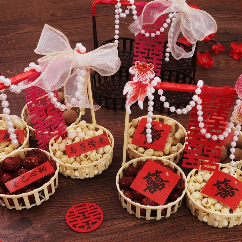 Centru de masă pentru nuntă – coș de fructe FG din plastic, cu model pătrat