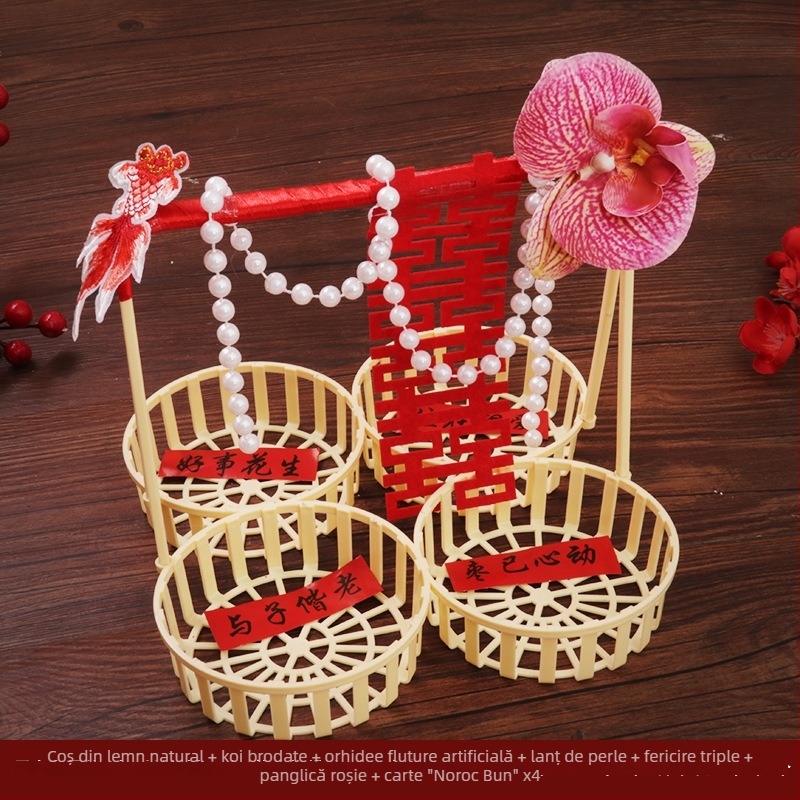 Centru de masă pentru nuntă – coș de fructe FG din plastic, cu model pătrat