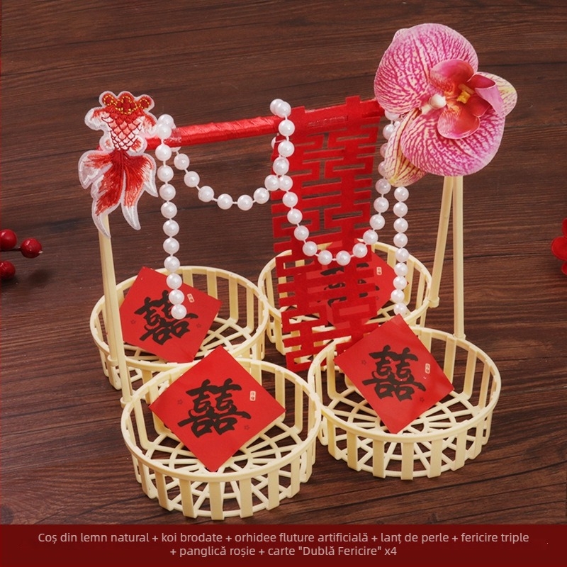 Centru de masă pentru nuntă – coș de fructe FG din plastic, cu model pătrat