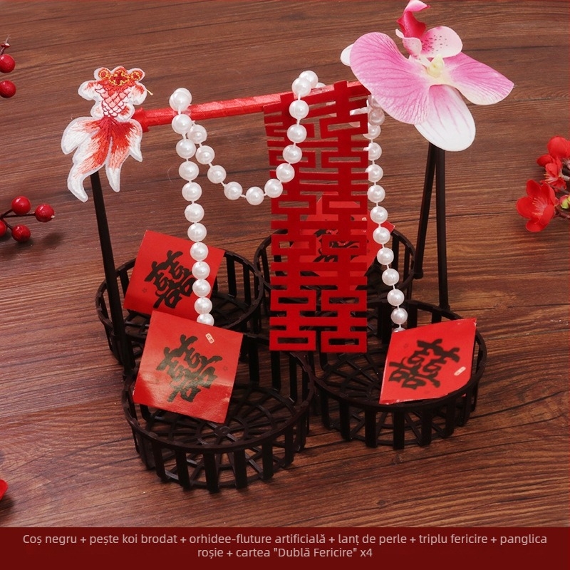 Centru de masă pentru nuntă – coș de fructe FG din plastic, cu model pătrat