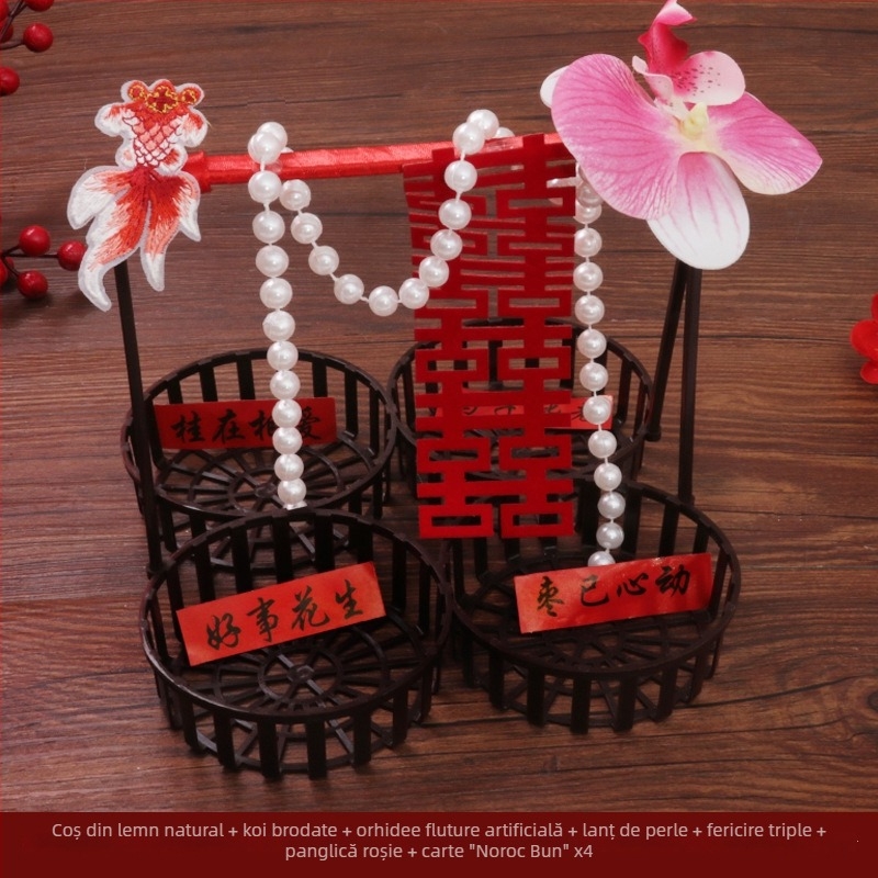 Centru de masă pentru nuntă – coș de fructe FG din plastic, cu model pătrat