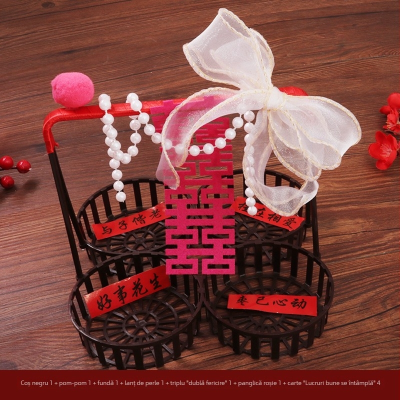 Centru de masă pentru nuntă – coș de fructe FG din plastic, cu model pătrat