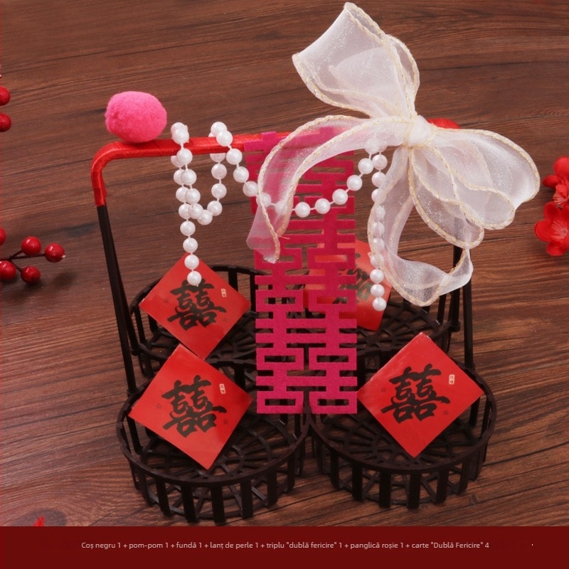 Centru de masă pentru nuntă – coș de fructe FG din plastic, cu model pătrat