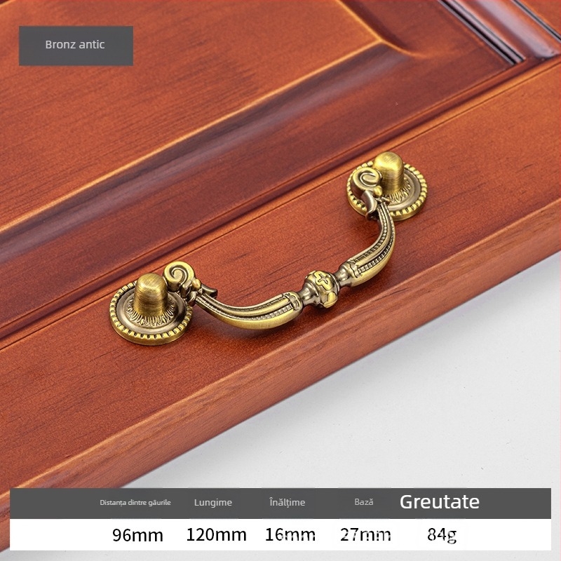 Mâner pentru ușă de dulap - alamă, electroplacat, marcă Douglas, pentru uși de dulap