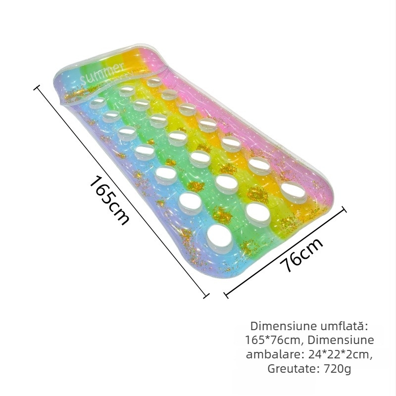 Fengrui saltea gonflabilă de piscină pentru adulți, cu suport pentru gât și design gradient cu paiete PVC