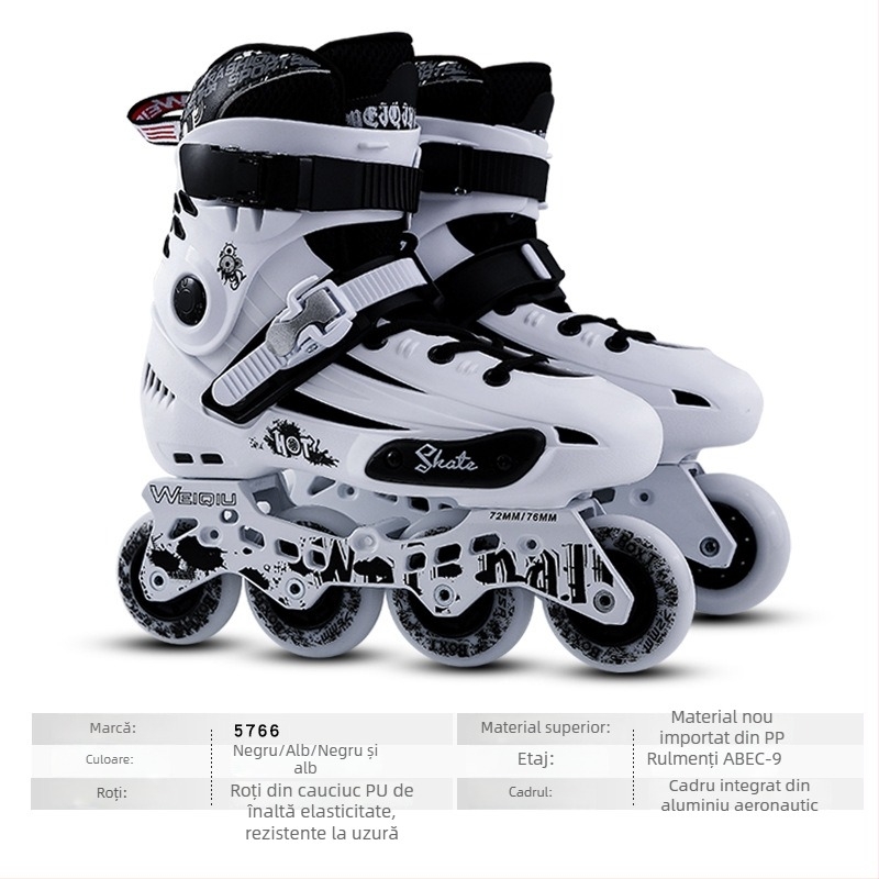 Role skate – unisex, partea superioară PP, roți PU, talpă din aliaj, un singur rând de roți