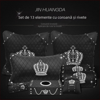 Set accesorii interioare auto cu pernă lombară, husă pentru maneta de viteză și protecție pentru umăr — Jinhuangda, material piele, personalizabil, potrivit cadourilor