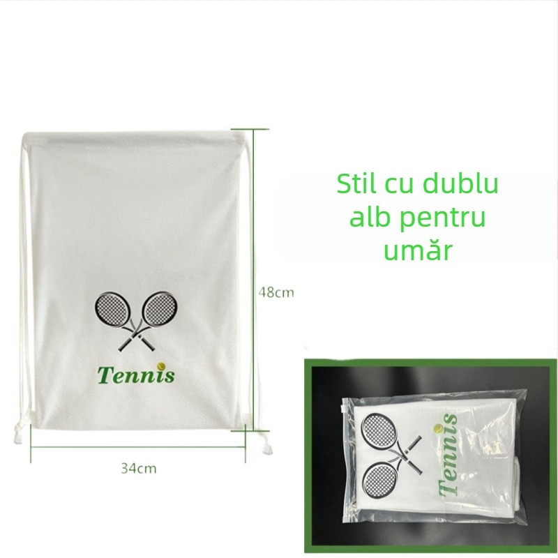 Geantă pentru rachete de tenis cu șnur de închidere și curea de umăr, capacitate mare, imprimeu