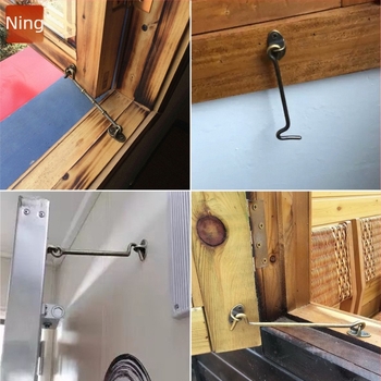 Cârlig pentru fereastră din alamă, cu încuietoare, finisaj lustruit și patinat, Stil Nou Chinezesc