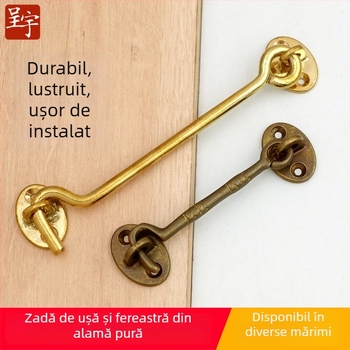 Cârlig pentru fereastră din alamă, cu încuietoare, finisaj lustruit și patinat, Stil Nou Chinezesc