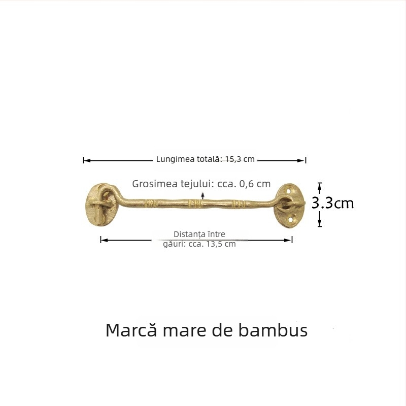 Cârlig pentru fereastră din alamă, cu încuietoare, finisaj lustruit și patinat, Stil Nou Chinezesc