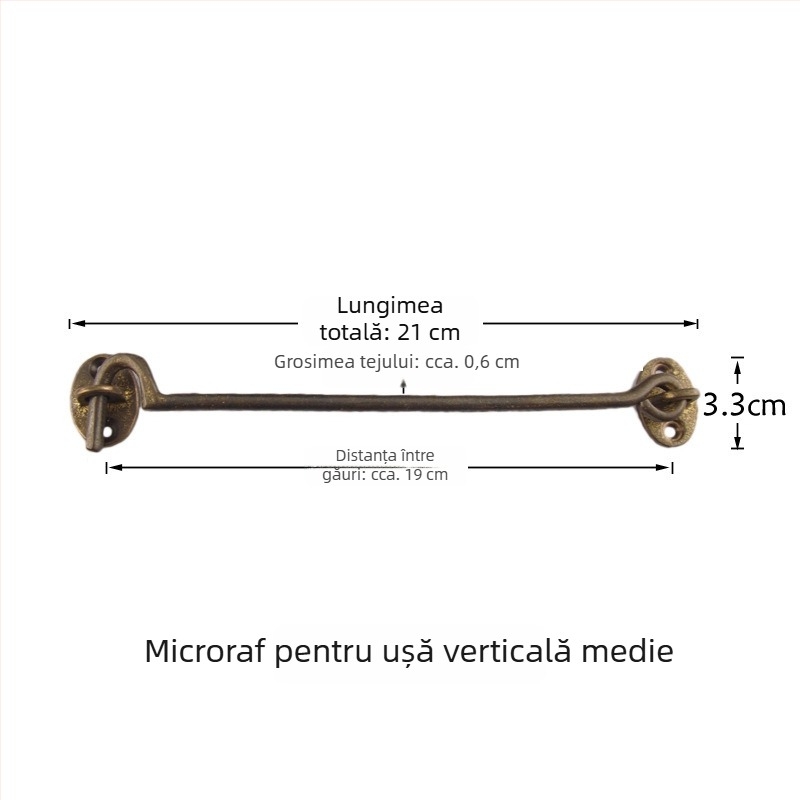 Cârlig pentru fereastră din alamă, cu încuietoare, finisaj lustruit și patinat, Stil Nou Chinezesc
