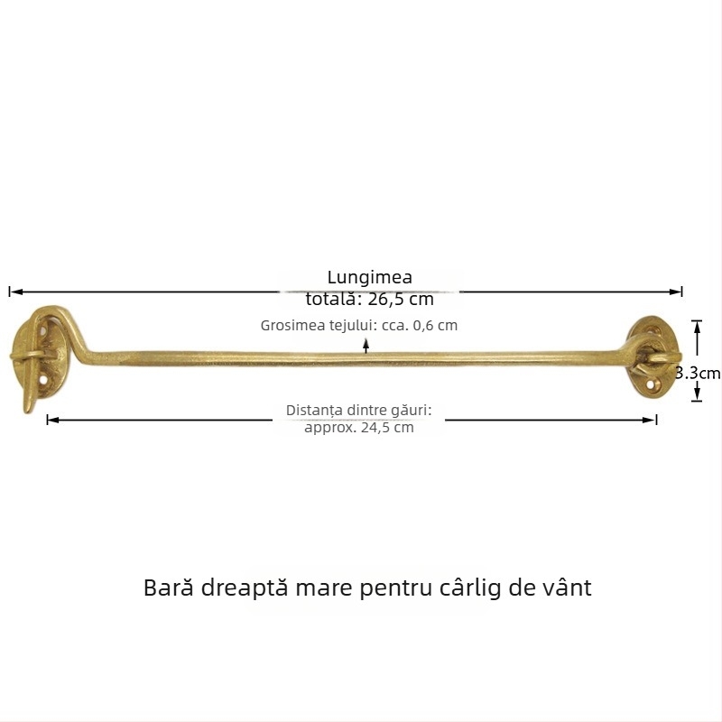 Cârlig pentru fereastră din alamă, cu încuietoare, finisaj lustruit și patinat, Stil Nou Chinezesc