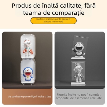 Vitrină de afișaj din acril transparent pentru figuri miniaturale și LEGO — protecție împotriva prafului, design modern minimalist; personalizare disponibilă; imprimare logo