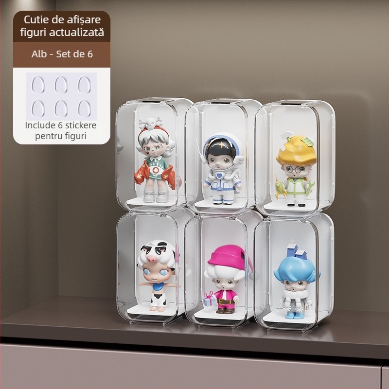 Vitrină de afișaj din acril transparent pentru figuri miniaturale și LEGO — protecție împotriva prafului, design modern minimalist; personalizare disponibilă; imprimare logo