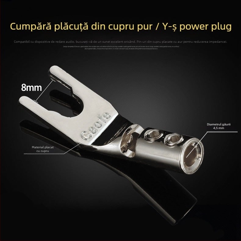 Conector audio în formă Y, placat cu cupru-gold, terminal fără sudură pentru cablu difuzor — brand Mvs/Magic, intervalul de temperatură -20 la 80°C, conector audio/video