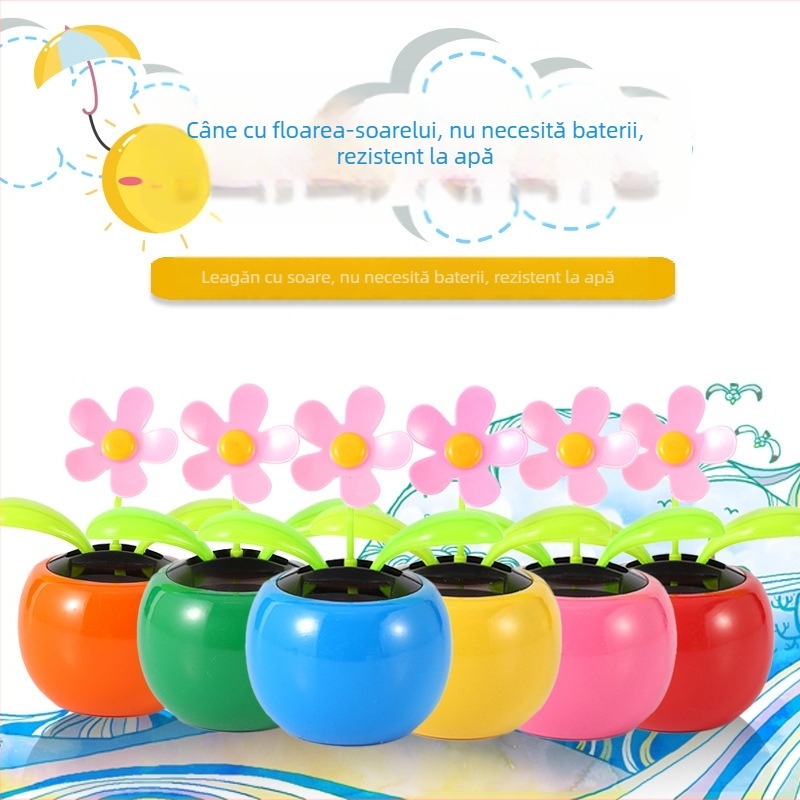 Decorațiune pentru interiorul mașinii din plastic – stil desene animate, brand Xinhui, ornament cu flori de floarea-soarelui și floare de măr
