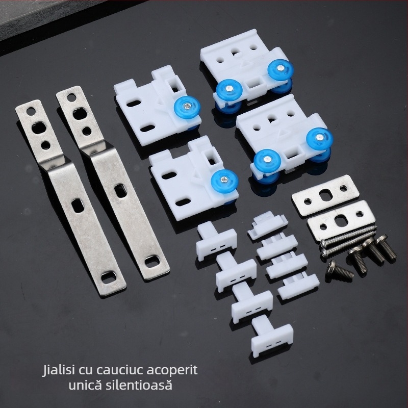 Accesorii pentru șinele electrice ale perdelelor – roată de suspensie, construcție din plastic, componente metal-plastic, compatibile cu tipul de suspensie, stil modern minimalist