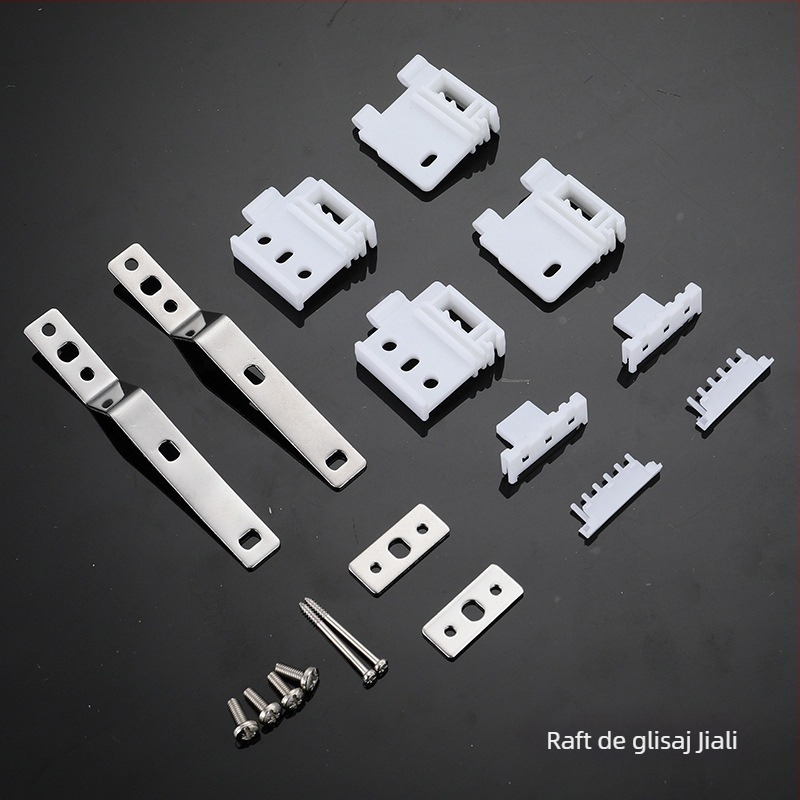 Accesorii pentru șinele electrice ale perdelelor – roată de suspensie, construcție din plastic, componente metal-plastic, compatibile cu tipul de suspensie, stil modern minimalist