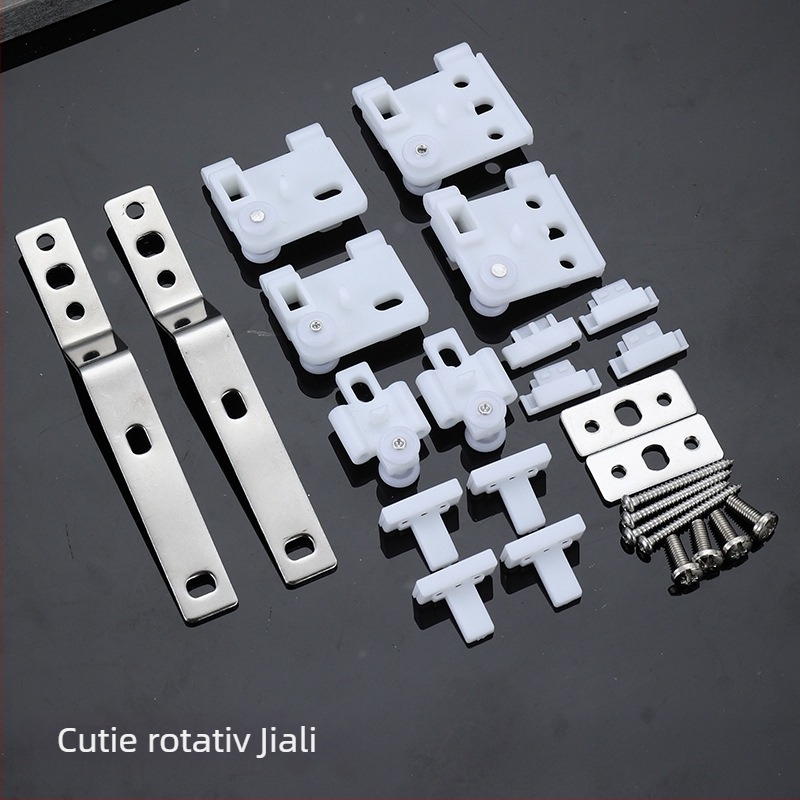 Accesorii pentru șinele electrice ale perdelelor – roată de suspensie, construcție din plastic, componente metal-plastic, compatibile cu tipul de suspensie, stil modern minimalist