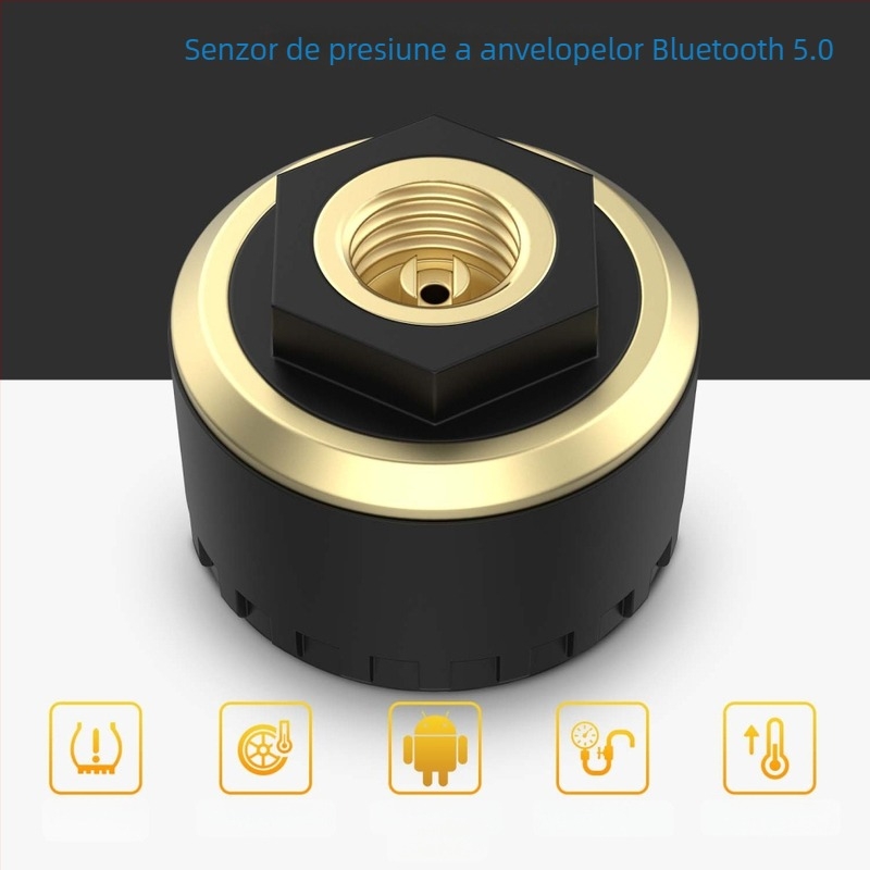 Senzor TPMS Bluetooth pentru mașini, motociclete și tricicluri - Wollip, interval 0-8 bar, afișaj digital, compatibil cu 2/3/4 roți