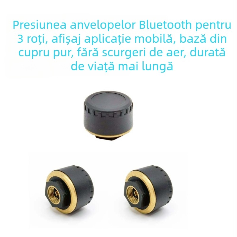 Senzor TPMS Bluetooth pentru mașini, motociclete și tricicluri - Wollip, interval 0-8 bar, afișaj digital, compatibil cu 2/3/4 roți