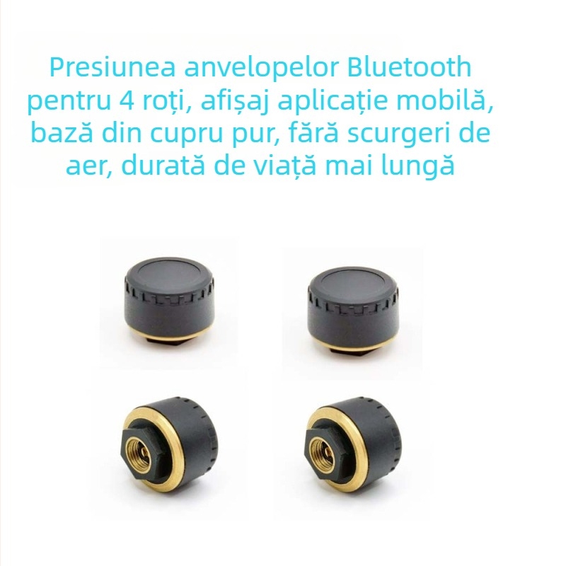 Senzor TPMS Bluetooth pentru mașini, motociclete și tricicluri - Wollip, interval 0-8 bar, afișaj digital, compatibil cu 2/3/4 roți