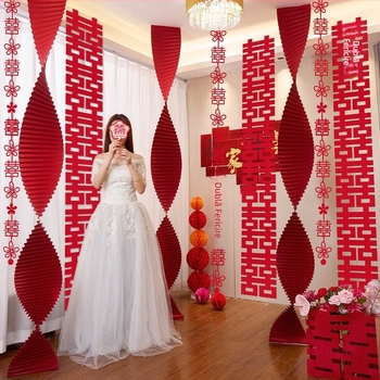 Accesorii de decor pentru spațiul de nuntă: ghirlandă origami tip cascadă din hârtie, panglică