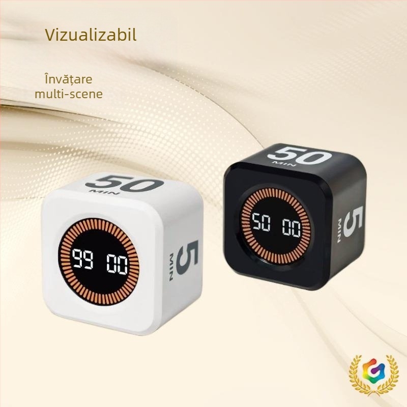 Cronometru vizual cu senzor de gravitație și răsucire a cubului Rubik pentru învățare și fitness – mini cronometru (mișcare electronică, afișaj LCD, alimentare cu baterii, carcasă din plastic, design pătrat)