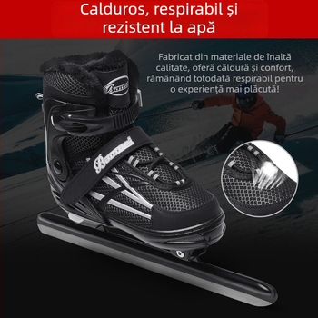 Cizme de patinaj pe gheață - Partea superioară din plasă de nylon, Lamă din oțel inoxidabil, Talpă PE, Lungimea lamei 50 cm, Marcă Companion Wei