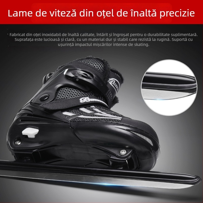 Cizme de patinaj pe gheață - Partea superioară din plasă de nylon, Lamă din oțel inoxidabil, Talpă PE, Lungimea lamei 50 cm, Marcă Companion Wei