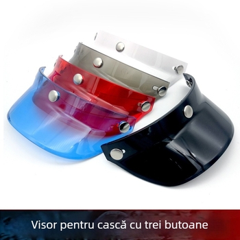 Cască half pentru motocicletă, stil retro, cu vizieră, carcasă PC, margine cu trei nasturi, universală pentru toate sezoanele
