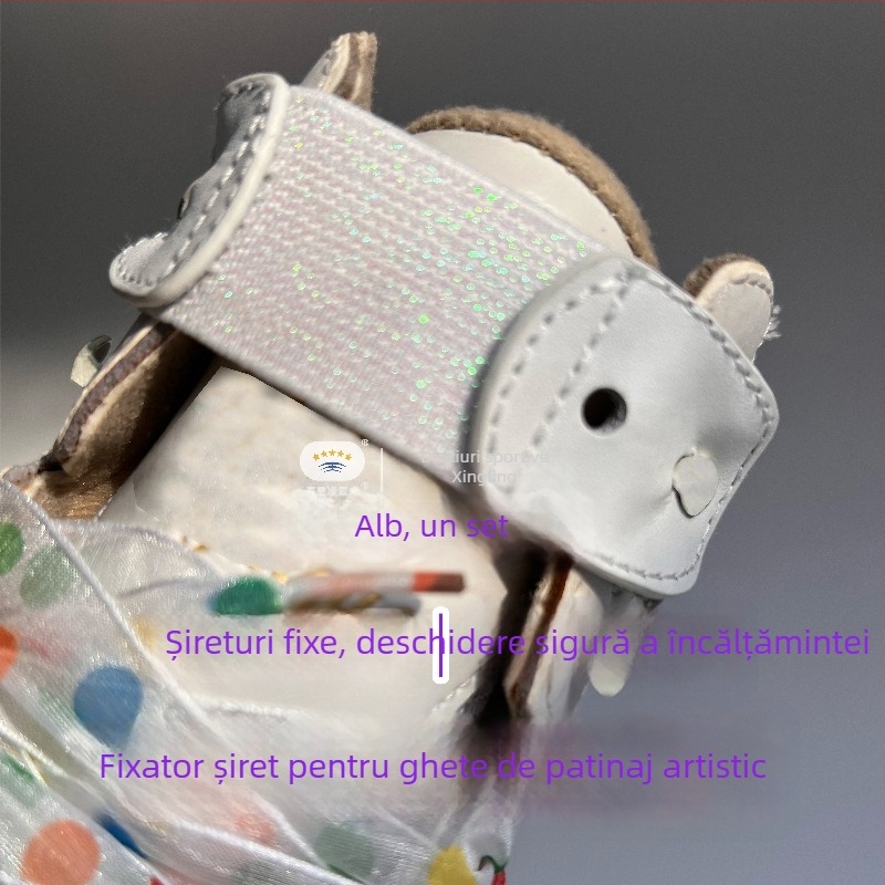 Fixări pentru pantofi de patinaj artistic, din piele, manșete elastice anti-desprindere a șnururilor