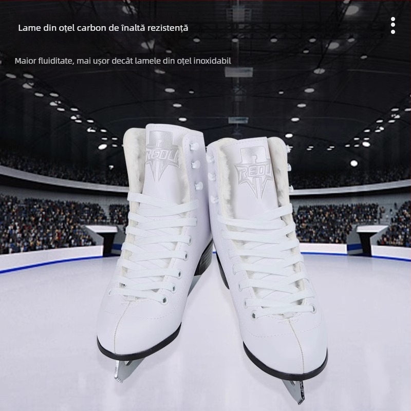 Patine de patinaj cu model Thermal, exterior PVC, talpă PVC, lame din oțel carbon, pentru adulți