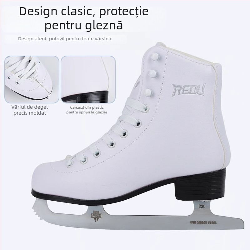 Patine de patinaj cu model Thermal, exterior PVC, talpă PVC, lame din oțel carbon, pentru adulți