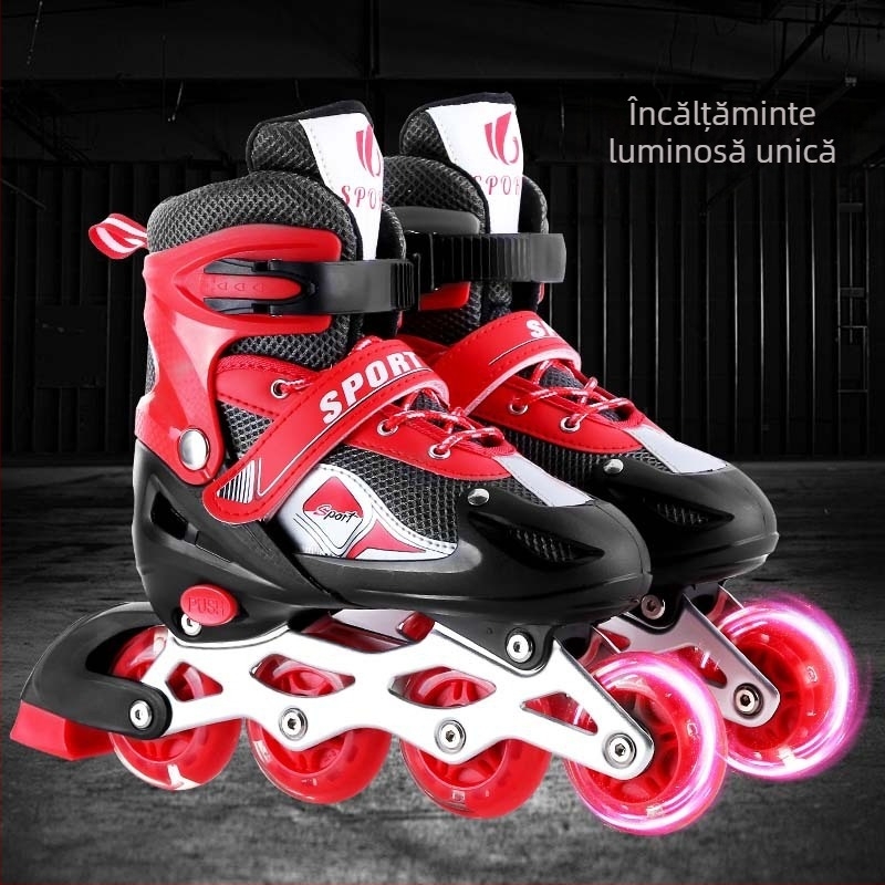 Role pentru copii cu suprafață PU+mesh, roți într-o singură linie, roți PVC