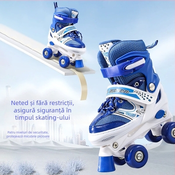 Role de copii Shanghao, pentru vârste 3–12 ani, pentru începători, partea superioară PU+mesh, talpa TPR, roți cu două rânduri, roți ABS