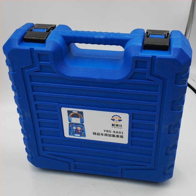 Set pentru climatizare auto cu grup de măsurare a fluorului, manometre duale, conexiune filet, precizie înaltă, Ø70