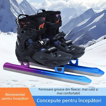 Pantofi pentru patinaj de viteză - ABS partea superioară, talpă PVC, lame de gheață din oțel cu carbon, origine Guangdong