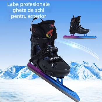 Pantofi pentru patinaj de viteză - ABS partea superioară, talpă PVC, lame de gheață din oțel cu carbon, origine Guangdong