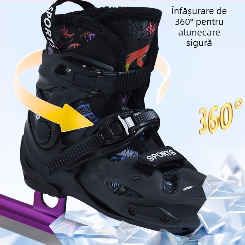 Pantofi pentru patinaj de viteză - ABS partea superioară, talpă PVC, lame de gheață din oțel cu carbon, origine Guangdong