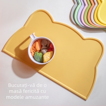 Covoraș din silicon pentru copii, în formă de pisică, cu formă neregulată, în stil nordic