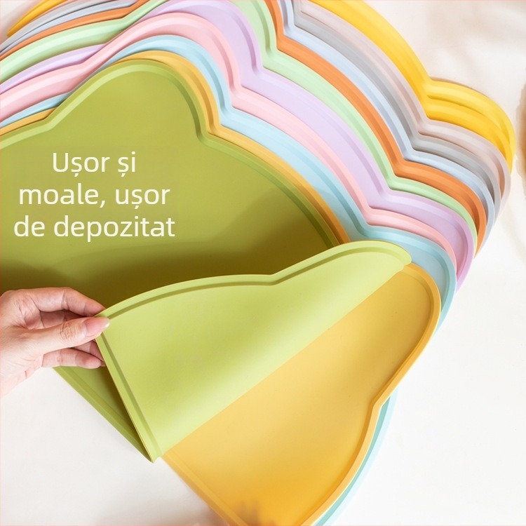 Covoraș din silicon pentru copii, în formă de pisică, cu formă neregulată, în stil nordic