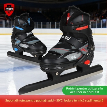 Heat pantofi de patinaj viteză cu lamă din oțel cu carbon înalt, talpă PVC, partea superioară din plasă cu burete memory și catifea (lamă pentru pistă scurtă; patinaj viteză; exterior)