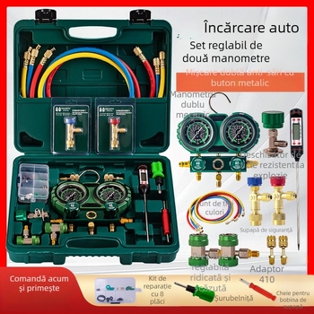 Manometru diafragmă pentru climatizare auto – set de unelte cu refrigerant R134a, manometre duali pentru R22/R410