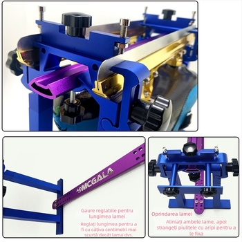 Set de ascuțire pentru patinele pe gheață: suport din aliaj de aluminiu pentru ascuțire, piatră de ascuțire cu diamant cu două fețe, potrivit pentru lamele de viteză, pentru patine de drum și short track