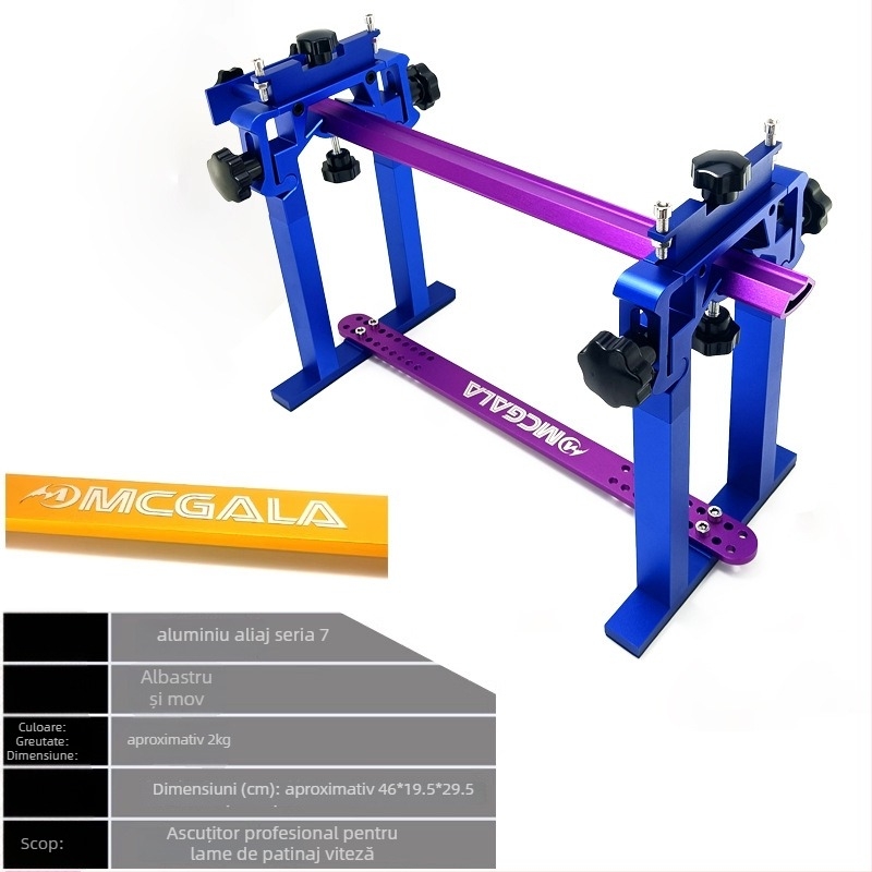 Set de ascuțire pentru patinele pe gheață: suport din aliaj de aluminiu pentru ascuțire, piatră de ascuțire cu diamant cu două fețe, potrivit pentru lamele de viteză, pentru patine de drum și short track