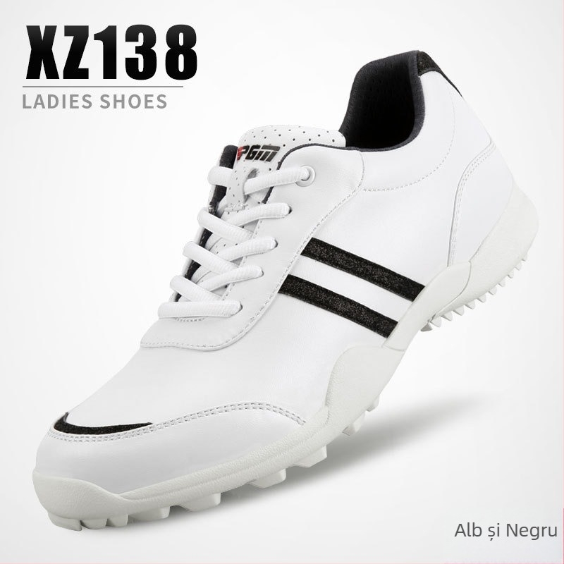 Pantofi de golf pentru femei PGM – impermeabili, respirabili, din piele microfibră, model cu bare paralele, talpă din cauciuc antiderapant